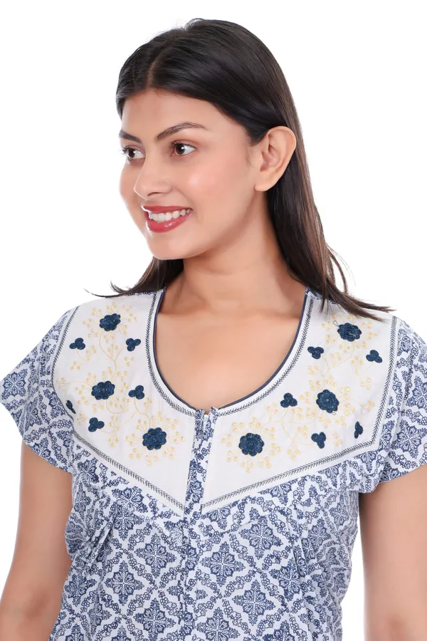 Light_Blue_Cotton_Casual_Nighty_For_Women