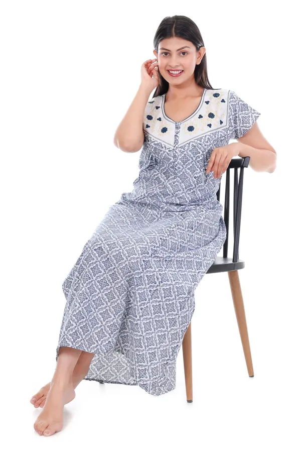 Light_Blue_Cotton_Casual_Nighty_For_Women