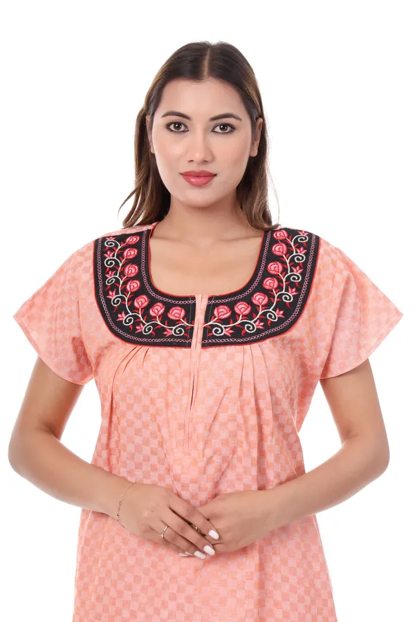 Peach_Cotton_Casual_Nighty_For_Women