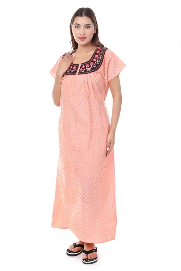 Peach_Cotton_Casual_Nighty_For_Women