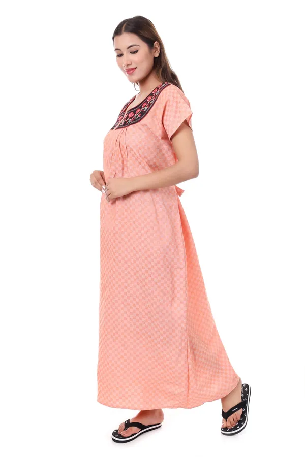 Peach_Cotton_Casual_Nighty_For_Women