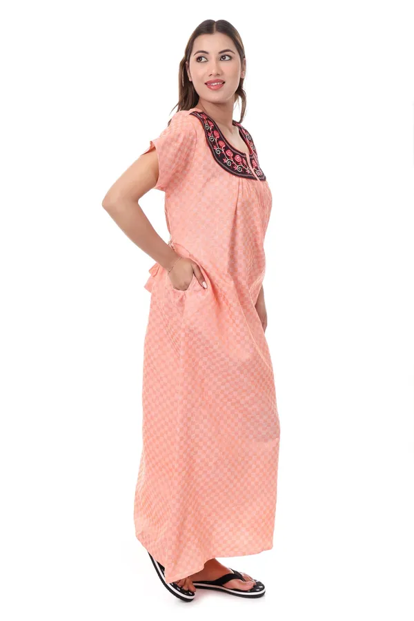Peach_Cotton_Casual_Nighty_For_Women