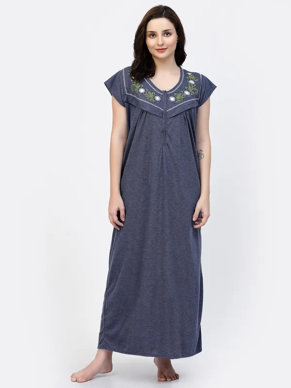 Navy_Blue_Hosiery_Feeding_Nighty_For_Women