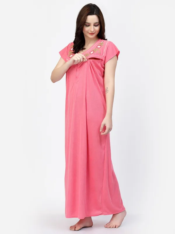 Pink_Hosiery_Casual_Feeding_Nighty_For_Women