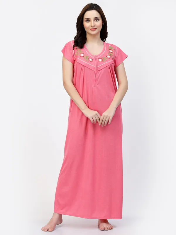 Pink_Hosiery_Casual_Feeding_Nighty_For_Women