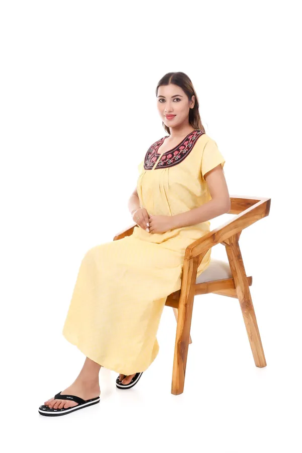 Yellow_Cotton_Casual_Nighty_For_Women