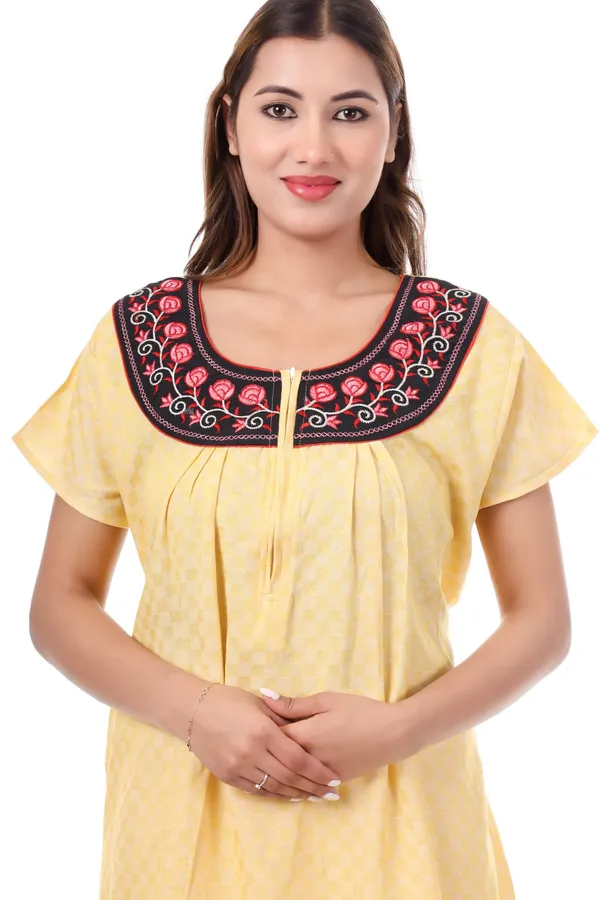 Yellow_Cotton_Casual_Nighty_For_Women
