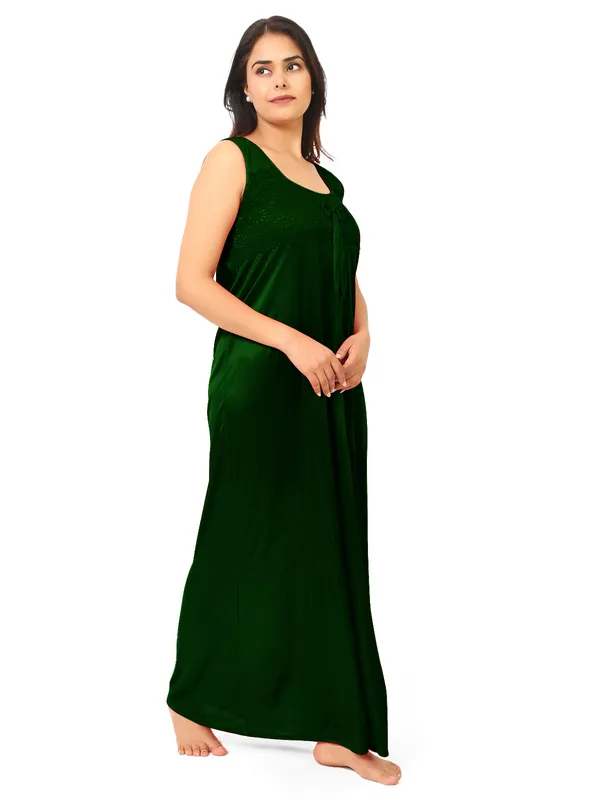 Dark_Green_Satin_Nighty_For_Women