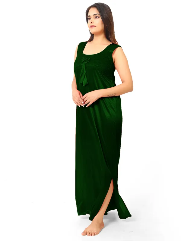 Dark_Green_Satin_Nighty_For_Women