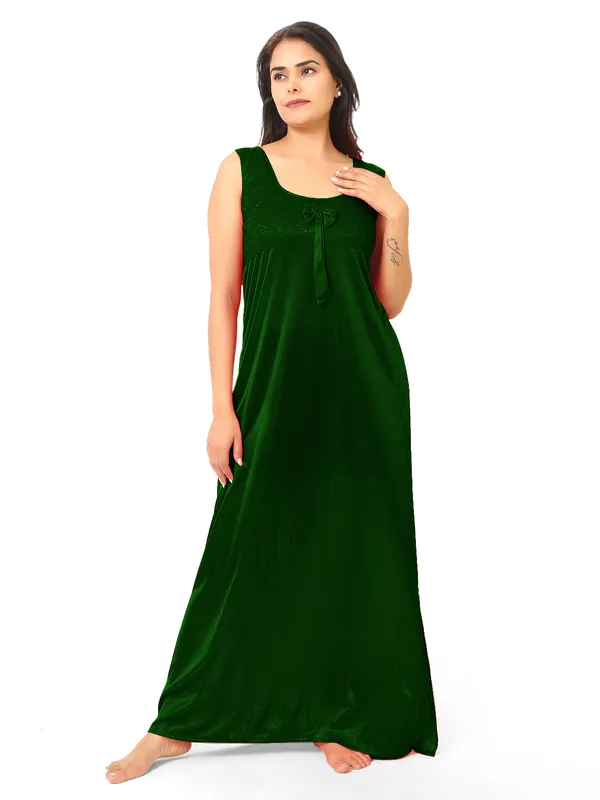 Dark_Green_Satin_Nighty_For_Women