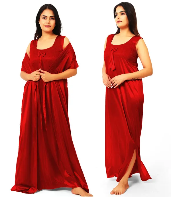 Maroon_Satin_Nighty_For_Women