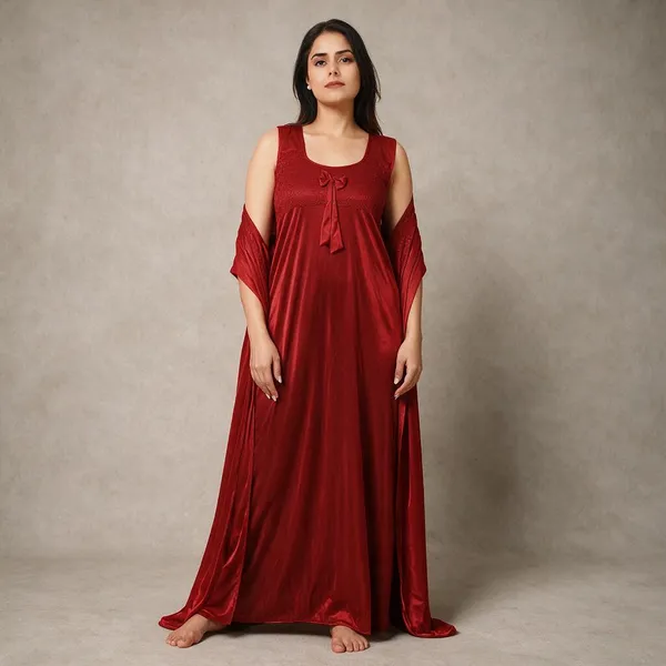 Maroon_Satin_Nighty_For_Women