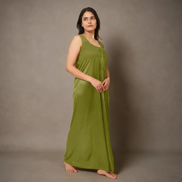 Mehandi_Satin_Nighty_For_Women