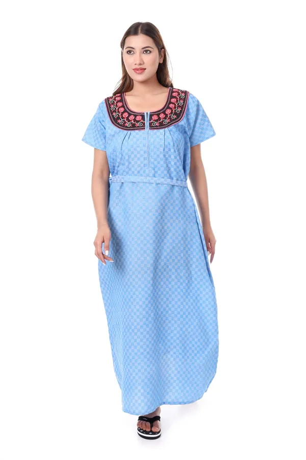 Blue_Cotton_Casual_Nighty_For_Women