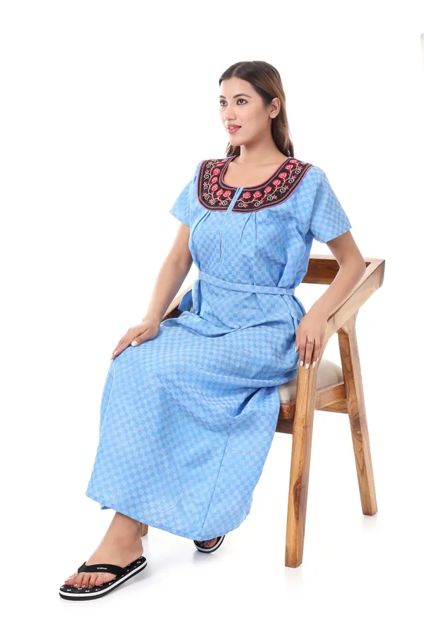 Blue_Cotton_Casual_Nighty_For_Women