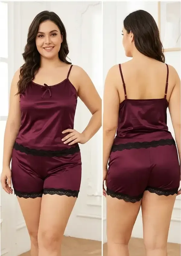 Maroon_Satin_Nightwear_Set_For_Women