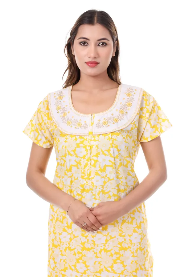 Yellow_Cotton_Casual_Nighty_For_Women