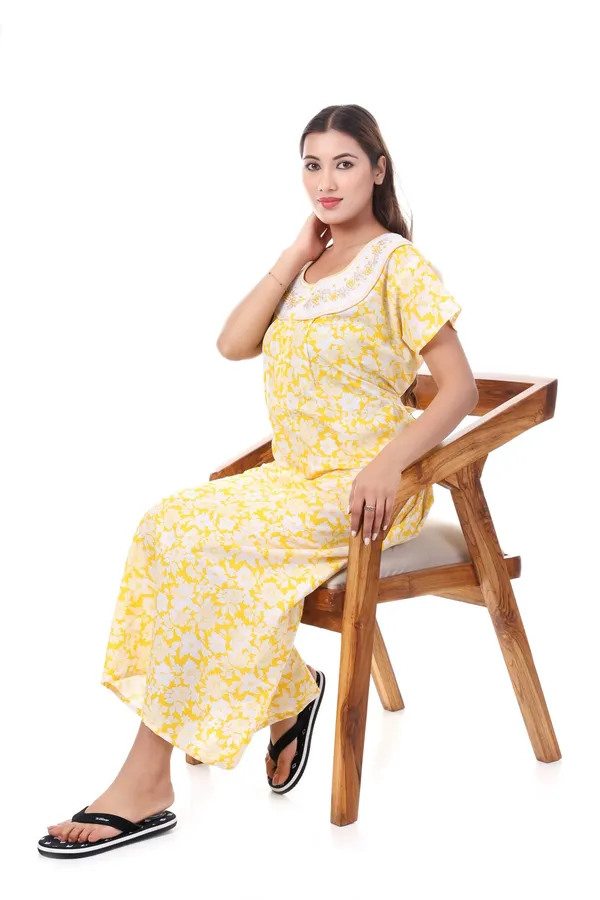 Yellow_Cotton_Casual_Nighty_For_Women