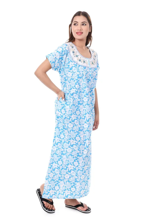 Blue_Cotton_Casual_Nighty_For_Women
