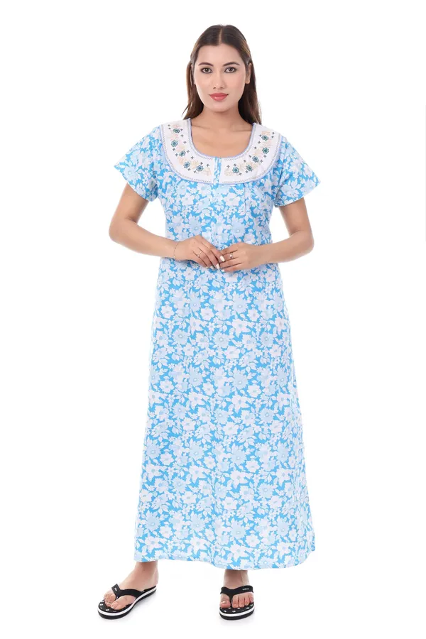 Blue_Cotton_Casual_Nighty_For_Women