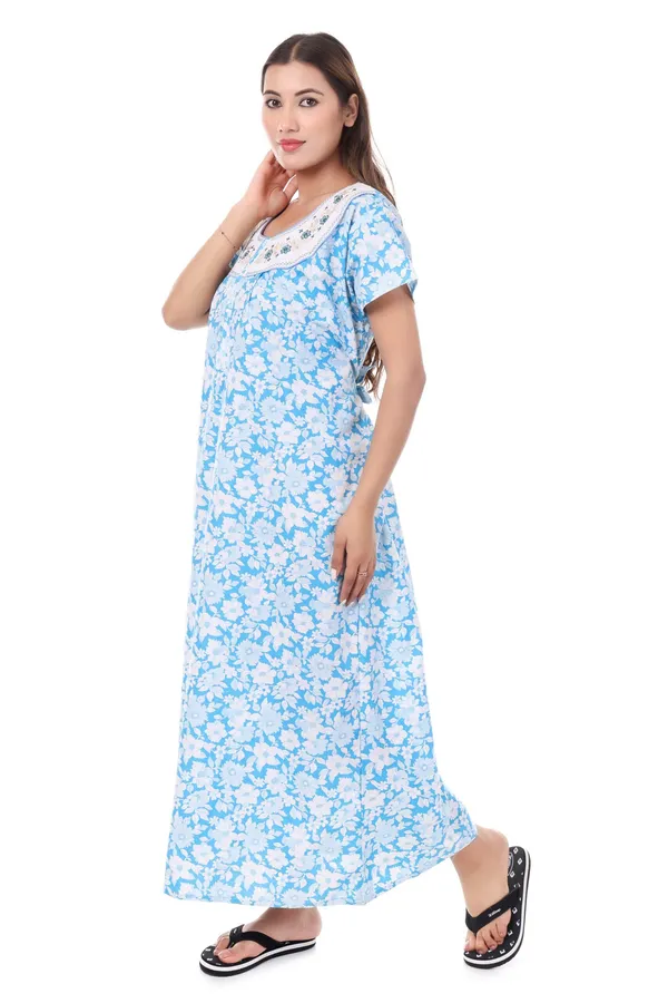 Blue_Cotton_Casual_Nighty_For_Women