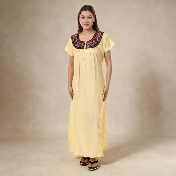 Yellow_Cotton_Casual_Nighty_For_Women