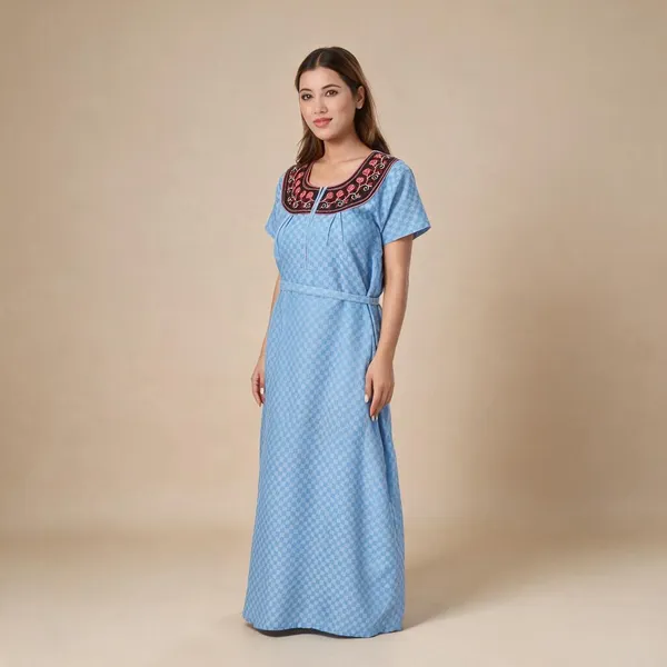 Blue_Cotton_Casual_Nighty_For_Women
