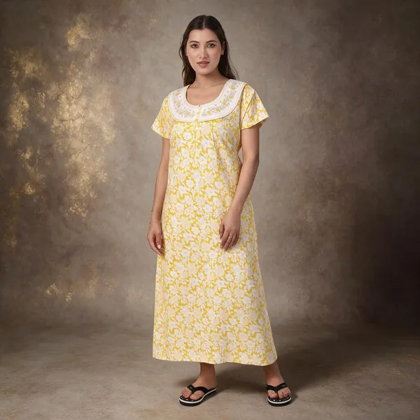 Yellow_Cotton_Casual_Nighty_For_Women