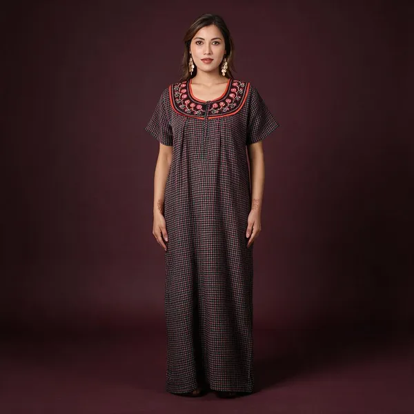 Black_Cotton_Casual_Nighty_For_Women