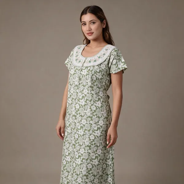 Green_Cotton_Casual_Nighty_For_Women