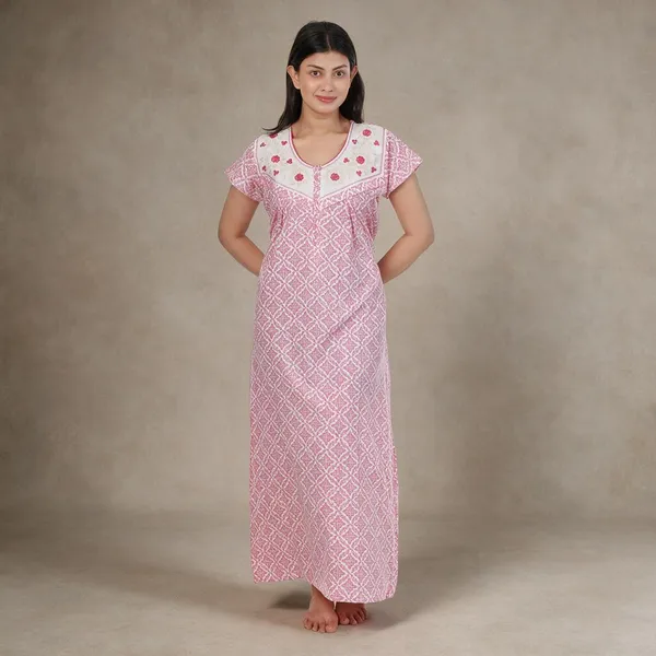 Pink_Cotton_Casual_Nighty_For_Women