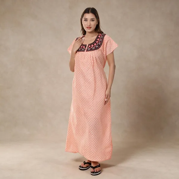 Peach_Cotton_Casual_Nighty_For_Women