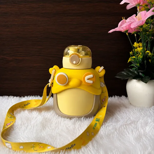 Cute_Cartoon_Insulated_Water_Bottle_600ml_Yellow