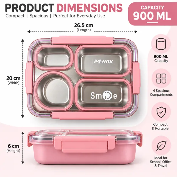 4_Slot_Steel_Lunch_Box_|_Spoon_&_Chopstick_|_Portable_&_Leak-proof_|_Blue_|_900ml