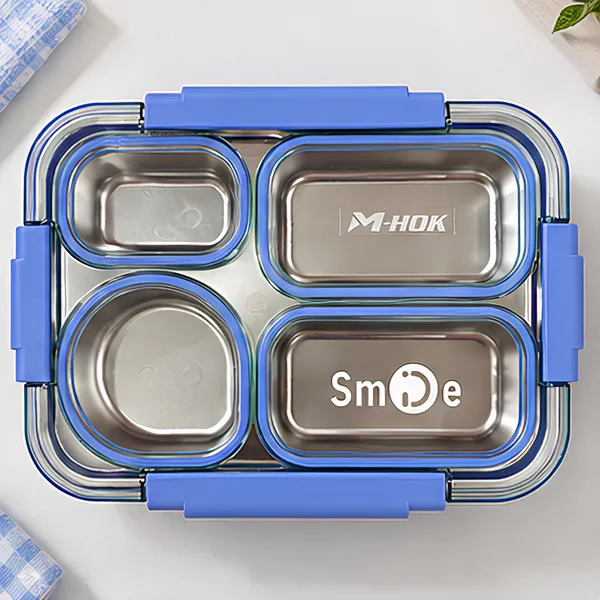 4_Slot_Steel_Lunch_Box_|_Spoon_&_Chopstick_|_Portable_&_Leak-proof_|_Blue_|_900ml