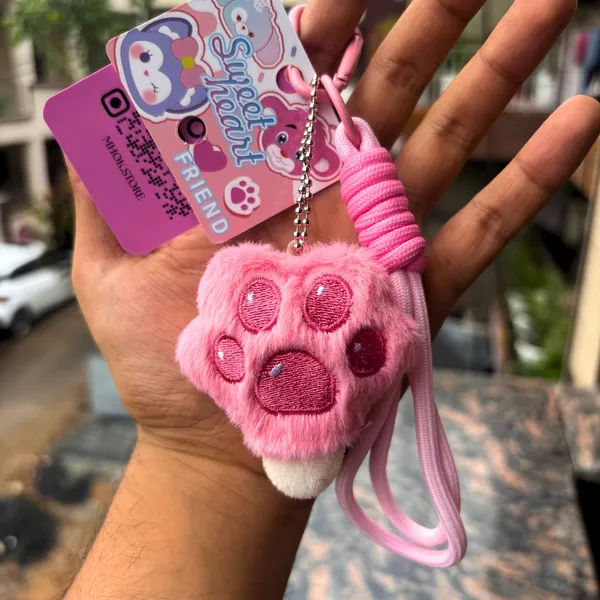 Cat_Paw_Bag_Charm_Keychain_Blue_&_Pink_-_Pack_of_2