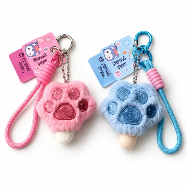 Cat_Paw_Bag_Charm_Keychain_Blue_&_Pink_-_Pack_of_2