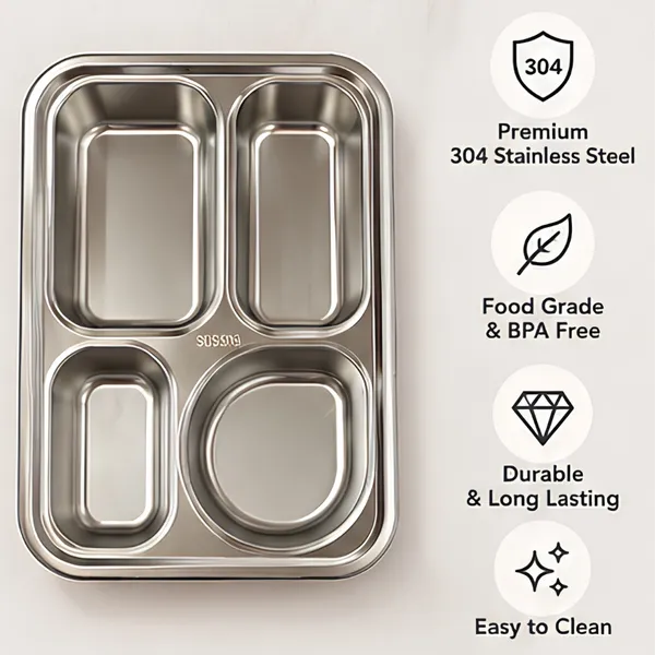 4_Slot_Steel_Lunch_Box_|_Spoon_&_Chopstick_|_Portable_&_Leak-proof_|_Pink_|_900ml