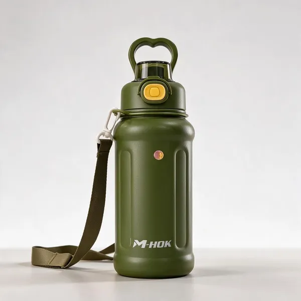 Insulated_Water_Bottle_With_Straw_Strap_850_Ml_Green