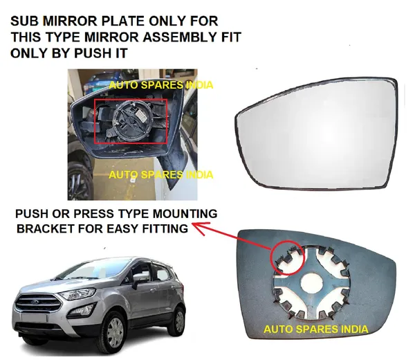 Ecosport_Orvm_Left_Passenger_Side_Mirror_Glass_With_Sub_Plate