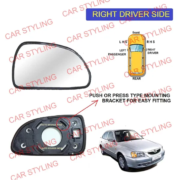 Accent_Viva_Orvm_Right_Driver_Side_Mirror_Glass_With_Sub_Plate