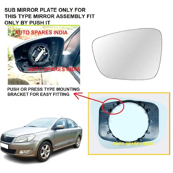 Left_Passenger_Side_View_Mirror_Glass_For_Skoda_Rapid_2011_2015_Old_Model_Type_1_Pack_Of_01_Pcs