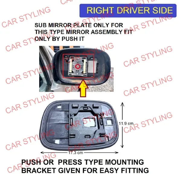 Cs_Zen_Estilo_Vxi_1st_Gen_2006_09_Right_Driver_Side_Mirror_Glass_Sub_Plate