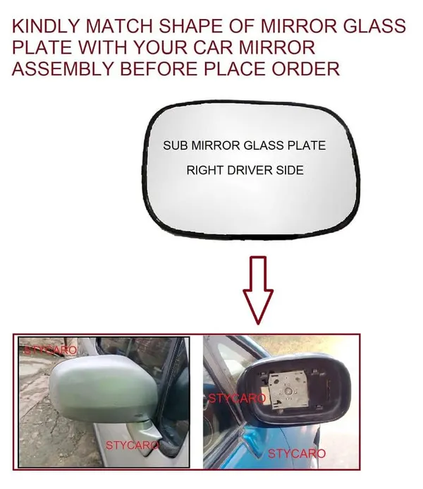 Orvm_Side_View_Mirror_Glass_Plate_For_Maruti_Zen_Estilo_Vxi_2006_2009_Model_Type_1_Set_Of_2_Right_Left