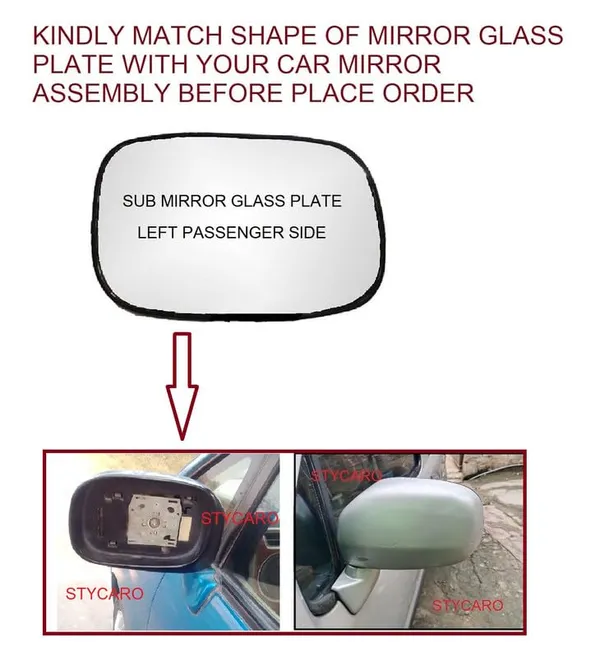 Orvm_Side_View_Mirror_Glass_Plate_For_Maruti_Zen_Estilo_Vxi_2006_2009_Model_Type_1_Set_Of_2_Right_Left