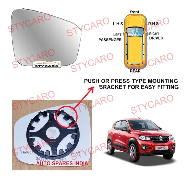 Renault_Kwid_Orvm_Right_Driver_Side_Mirror_Glass_With_Sub_Plate