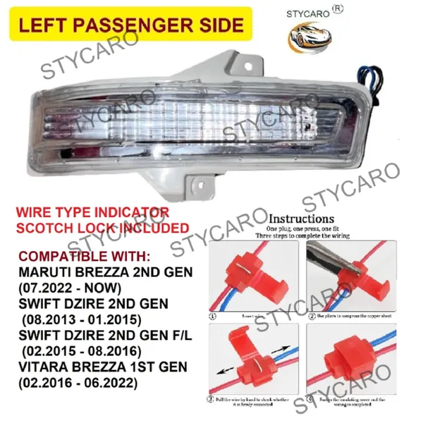 Orvm_Side_View_Mirror_Indicator_Lamp_Light_For_Maruti_Brezza_2nd_Gen_Swift_Dzire_2nd_Gen_F_L_Vitara_Brezza_1st_Gen_2016_2023_Year_Model_Yellow_With_Scotch_Lock_Left_Passenger_Side