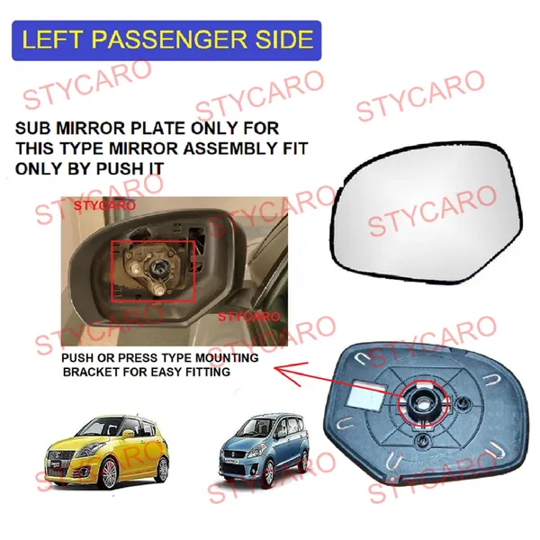 Swift_2nd_Gen_Size_2_Orvm_Left_Passenger_Side_Mirror_Glass_With_Sub_Plate
