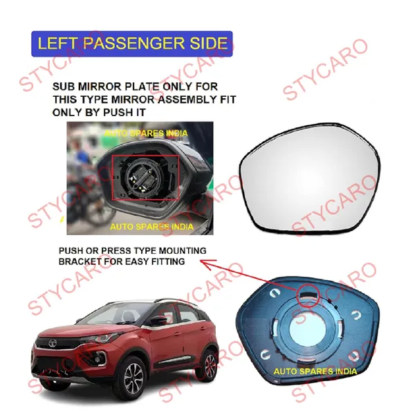Nexon_Ist_Generation_Orvm_Left_Passenger_Side_Mirror_Glass_With_Sub_Plate