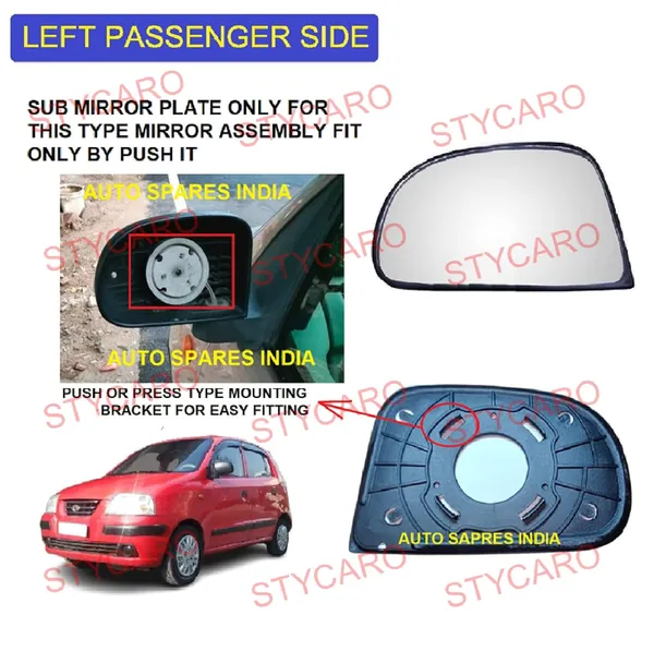 Santro_2nd_Gen_Size_1_Orvm_Left_Passenger_Side_Mirror_Glass_With_Sub_Plate